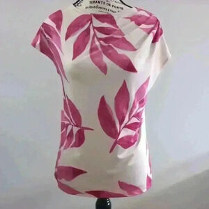 JULES & LEOPOLD | Women's Beige/Fuchsia Tropical Palm  Print Sleeveless …